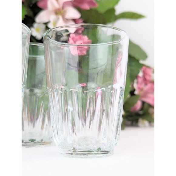 Set of 4 Clear Faceted Glass Vintage Shot Glasses Stirrup Cups Vintage Barware - Picture 2 of 6